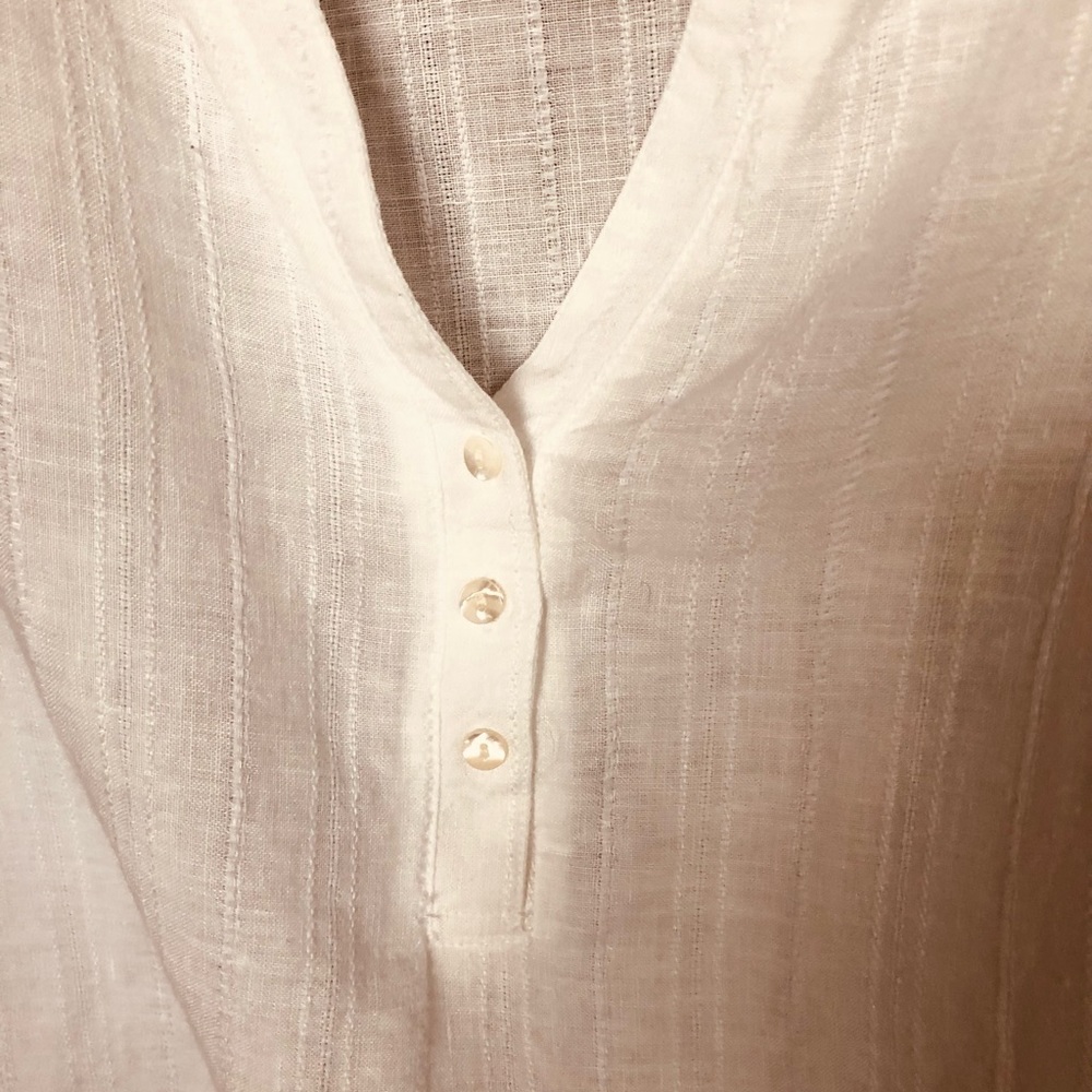 L.L. Bean 100% Linen Lagenlook Top. White Women's Size Large - Picture 12 of 15